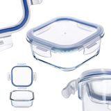 KADAX Glazen container met deksel, voedselcontainer, vaatwasmachinebestendige voedselcontainer, afsluitbare vershouddoos, bewaardoos, vierkant, 800 ml