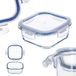 KADAX Glazen container met deksel, voedselcontainer, vaatwasmachinebestendige voedselcontainer, afsluitbare vershouddoos, bewaardoos, vierkant, 800 ml