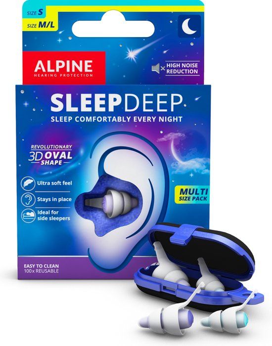 Alpine SleepDeep Multisize Oordoppen - Slaapoordoppen - 27dB - 2 paar