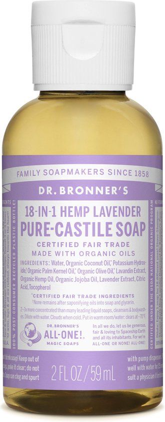 Dr. Bronner's Magic Soap Lavender 60ml - 18-in-1 Pure-Castile Soap