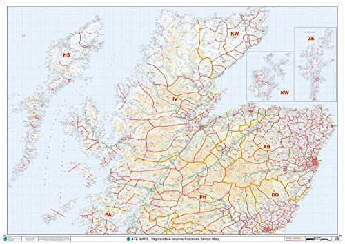Postcode Sector Kaart - (S19) - Hooglanden & Eilanden - Muurkaart - Kunststof gecoat