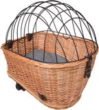 UNUS Hondenfietsmand rieten mand met netbekleding kussen 47x29x34 cm voor bagagedrager
