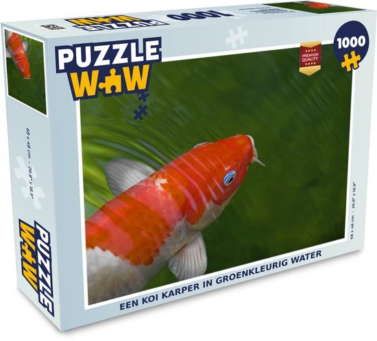 MuchoWow Puzzel Een koi karper in groenkleurig water - Legpuzzel - Puzzel 1000 stukjes volwassenen - Sinterklaas cadeautjes - Sinterklaas voor grote kinderen