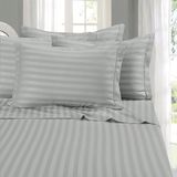 Elegant Comfort Zachtste en gezelligste 4-delige lakenset - 1500 premium hotelkwaliteit microvezel - diepe zak, kreukbestendige 4-delige damast gestreepte lakenset, 2 eenpersoons, zilver