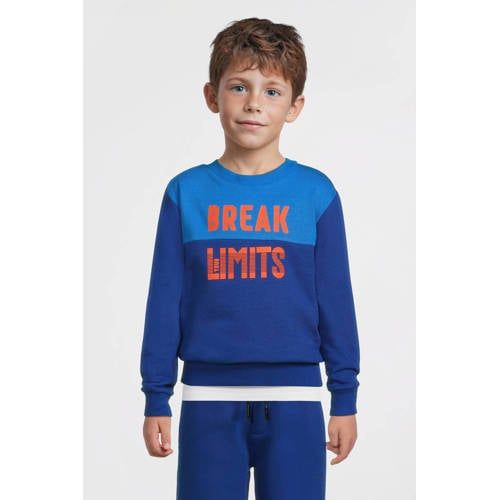Orange Stars colourblock sweater Theo blauw