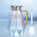 Unyqoos Carafe en verre avec couvercle, 2,5 litres, pichet à eau design diamant