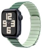 Wigento Apple Watch SE 2023 44mm Groen Dubbelkleurig Magnetisch Siliconen Polstermband
