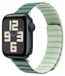 Wigento Apple Watch SE 2023 44mm Groen Dubbelkleurig Magnetisch Siliconen Polstermband