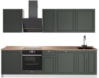 Vicco Complete keukeneenheid Fame-Line, Groen-Goud Landhuis/Wit, 280 cm, WB Eik