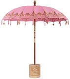 vidaXL Balinese parasol met voet Roze Ø 210-220 cm