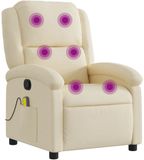 vidaXL Massagestoel verstelbaar stof crèmekleurig