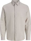 Jack & Jones Junior Overhemd Lange Mouw Katoen Linnenmix Effen Donald Duck Klassieke Kraag Knopen Regular Fit Zand 140