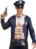 Widmann Politie & Detective Kostuum T-Shirt Lange Mouwen Potige Politie Man XL Carnaval kostuum Verkleedkleding