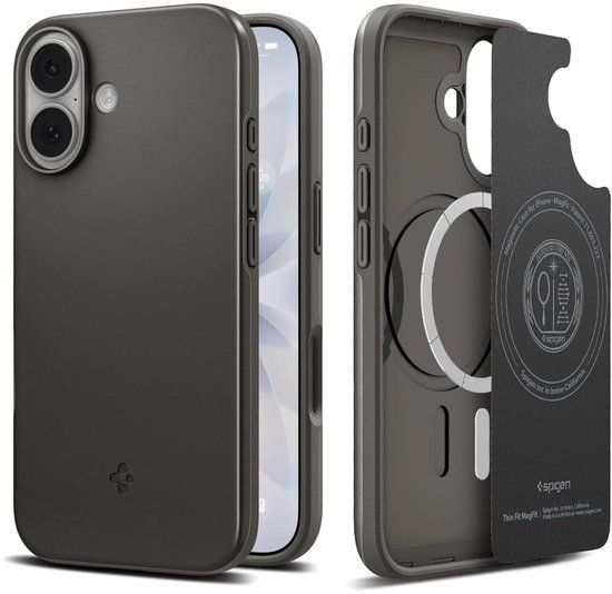 Spigen Thin Fit MagFit Hoesje Geschikt voor Apple iPhone 17 - Back Cover Compatibel met MagSafe - Gunmetal