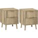 Lot de 2 tables de chevet avec 2 tiroirs cannelés pour chambre à coucher, salon, 40 x 40 x 53 cm, chêne