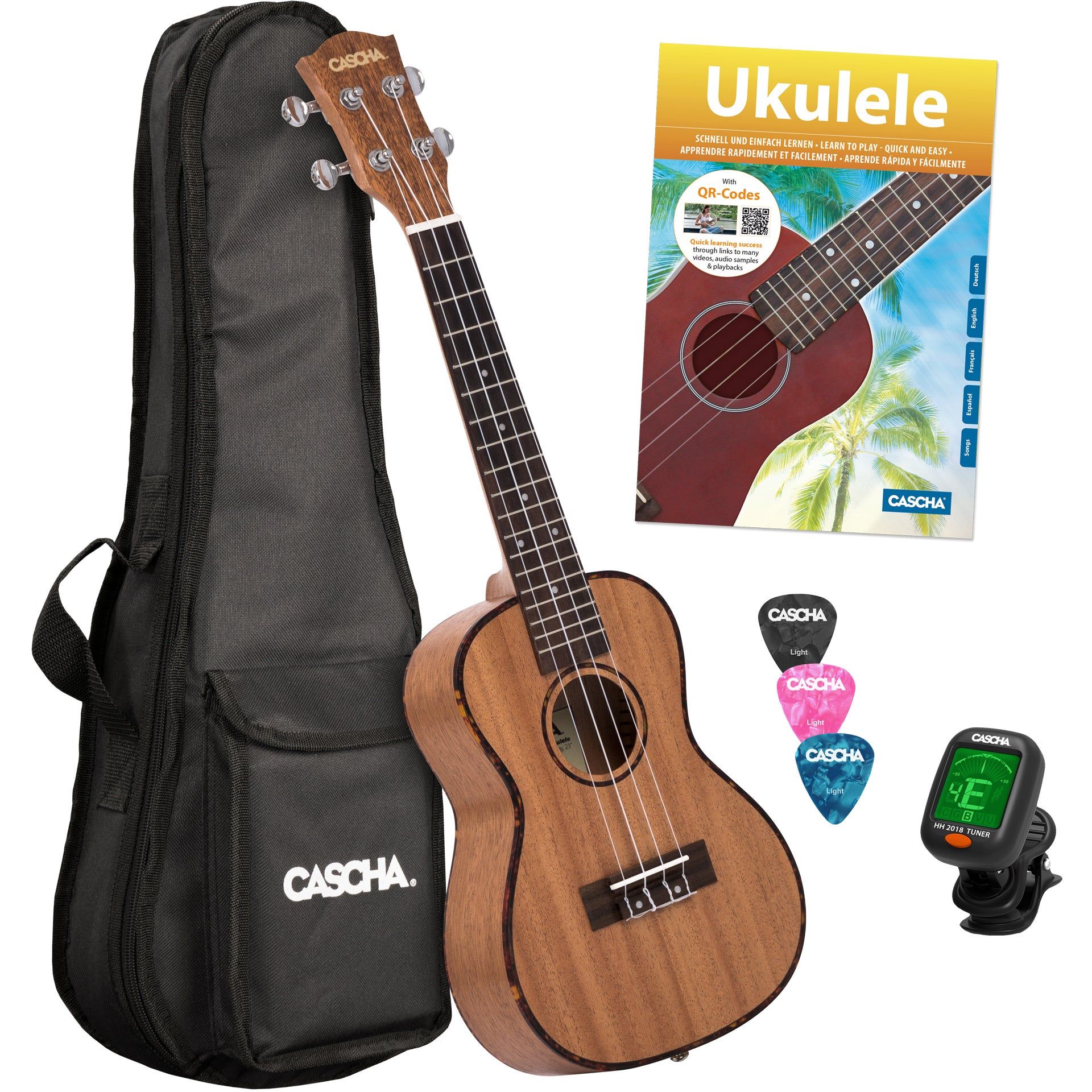 Cascha HH 2049 Premium Mahogany Tenor Ukulele Set (4-String)