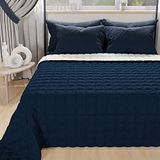 PETTI Artigiani Italiani - Quilt voor Frans bed, sprei voor Frans bed, omkeerbare deken, lentedeken, nachtblauw wit, 100% Made in Italy