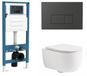 QeramiQ Dely Swirl Toiletset - Suspendu - Réservoir encastré - Sans bride - Cuvette à chasse directe - PK - Double chasse - Soft-close - Abattant à déclenchement rapide - Céramique - Blanc mat