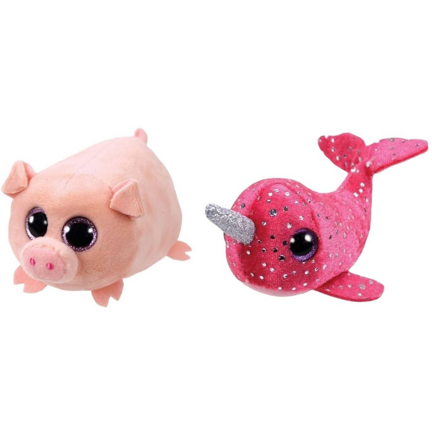 TY - Knuffel - Teeny s - Curly Pig & Nelly Narwhal