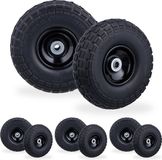 Merkloos 8x steekwagenwiel - 4.1/3.5-4 - rubber - bolderkarwiel - antilekband zwart