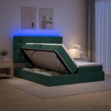 Maison Exclusive - Lit à rangement LED avec matelas, vert foncé, 200 x 200 cm, velours