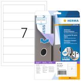 HERMA 10155 rugelabels A4 afneembaar, kort/smal (192 x 38 mm, 25 vellen, papier, mat) zelfklevend, bedrukbaar, verwijderbaar en opnieuw klevende mapetikettes, 175 etiketten voor printer, wit