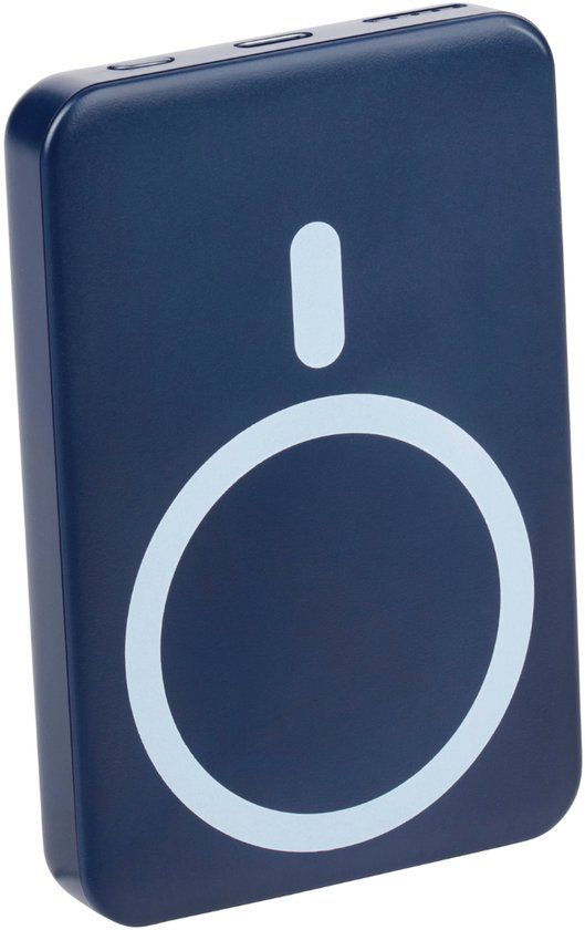 Grundig Powerbank 5000mAh - Powerbank iPhone met MagSafe Compatibel - Externe Batterij Powerbank met 5W Draadloos Opladen - Oplader met USB-C en LED Indicator - Blauw