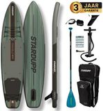 Stardupp Travelz Elite SUP Board – Opblaasbaar – Touring Model – 350x79cm – Max. 150KG – Complete Set – Inclusief Pomp, Peddel & Trolley Rugzak - Groen
