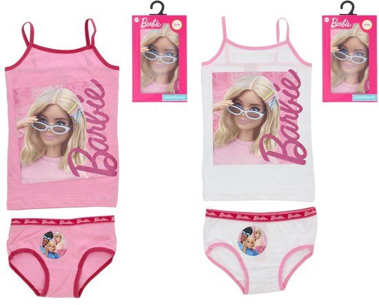 4KidsOnly Barbie Ondergoedset - Maat 110/116 - Roze/Wit