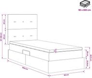 vidaXL LED-bed met opbergruimte en matras, donkergrijs, 90 x 200 cm, fluweel