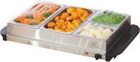Royal Swiss® Buffetwarmer 3-Delig – RVS Warmhoudplaat met Thermostaat – 2×2,4L & 2×1,2L Schalen – Buffet & Catering