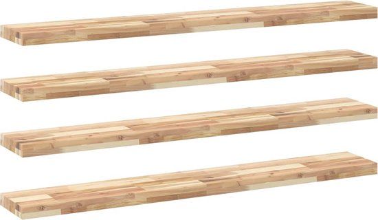 vidaXL Floating Shelves - 4 pcs - 160x20x4 cm - Untreated Acacia Wood