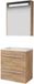 Basic-Line Premium 39 Badkamermeubelset - Ondiep - 60 x 39 cm - Met Grepen - 2 Lades - Acryl Wastafel - Zonder Kraangat - Spiegelkast met LED Verlichting - Whisky Oak