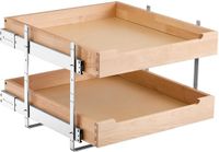 Vevor Uitschuifbare 2-laags Kastorganizer Kastladeplank 393x533x76mm met Softclose-mechanisme, Houten Schuifladebodem en Zijmontage, voor Keuken en Badkamer