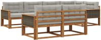 vidaXL Hoek loungeset 7 zitplaatsen Acacia hout Naturel en lichtgrijs