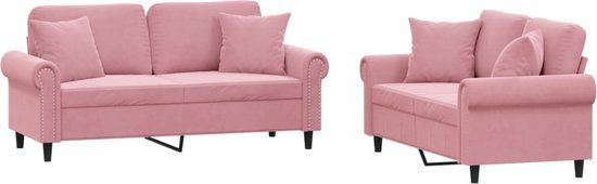 vidaXL 2-delige Loungeset met kussens fluweel roze