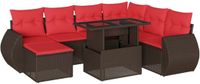 vidaXL 8-delige tuinbankset met kussens, bruin, polyrotan
