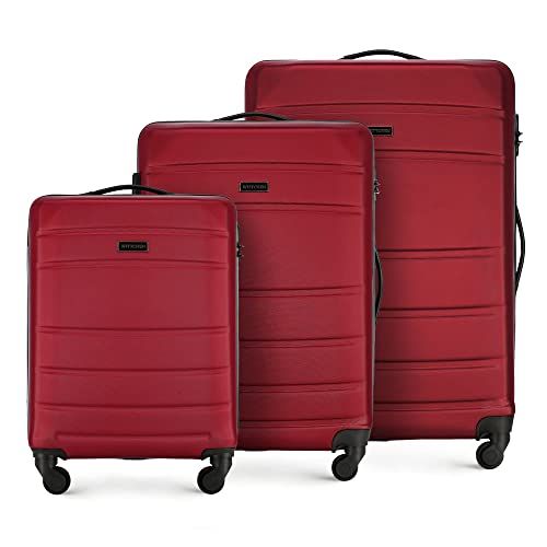 WITTCHEN Stevige kofferset 3 stuks Trolley koffer Reiskoffer van ABS harde koffer set 4 wielen cijferslot Rood