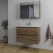 Saniclass Chaci Meuble de salle de bain - 80x46x55cm - lavabo en céramique blanc - 1 vasque - 1 trou de robinetterie - 2 tiroirs - armoire de toilette - noyer