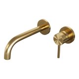 Brauer Stripe inbouw wastafelmengkraan met gebogen uitloop en rozetten model A1 goud geborsteld PVD