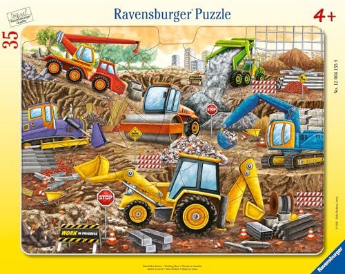 Ravensburger - Kinderpuzzel - Framepuzzel van 30-48 stukjes - Werk op de bouwplaats - Meisje of jongen vanaf 4 jaar - Hoogwaardige puzzel - Dik en duurzaam karton - Craft - 12004155