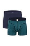 A-dam Boxer shorts 2-Pack Navy Twotone Stripe/Dark Navy Solid - Biologisch Coton - Hommes - Bleu