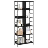 vidaXL Boekenplank - 4-laags - 78,5 x 33 x 188,5 cm - metaal - PB - Zwart - eiken