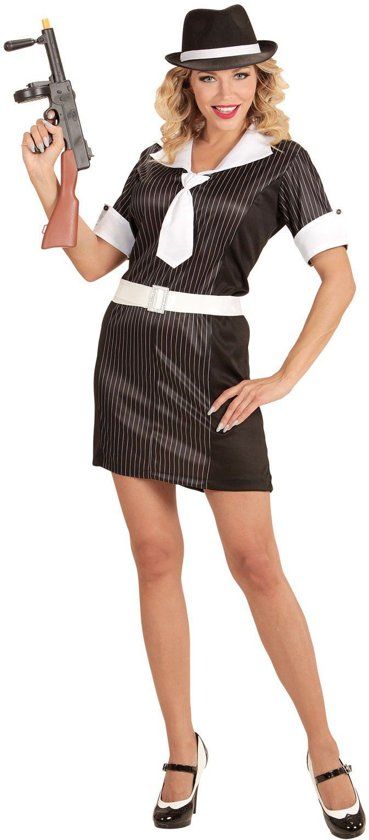 Widmann Maffia Kostuum Down-Town Gangster Vrouw Large Carnaval kostuum Verkleedkleding