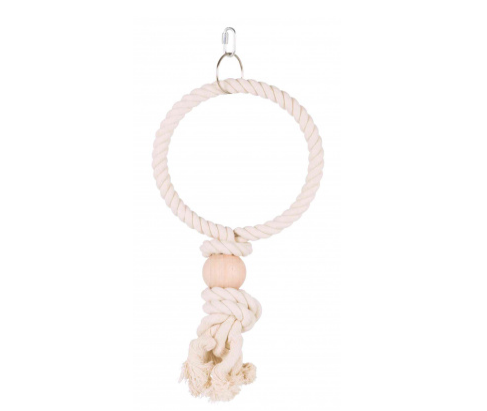 TRIXIE 5158 Vogelspeelgoed Touw-Ring Met Houten Kraal - Ø 19 cm - Beige