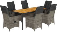 vidaXL 7-delige tuinset met kussens, grijs, polyrotan