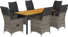 vidaXL 7-delige tuinset met kussens, grijs, polyrotan