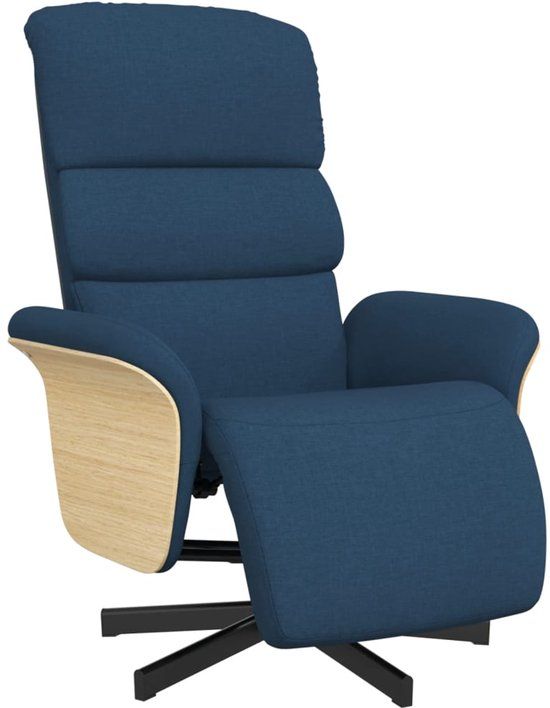 vidaXL Fauteuil verstelbaar met voetensteun stof blauw