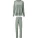 ESMARA® Pyjama en velours femme (Vert, XL (46/48))