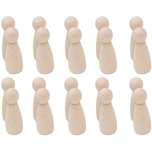 POFET 20 stks natuurlijke ongeverfde vrouwelijke mannelijke kleine houten Peg pop lichamen voor DIY kunst ambachten verf gesneden - meisje 53mm